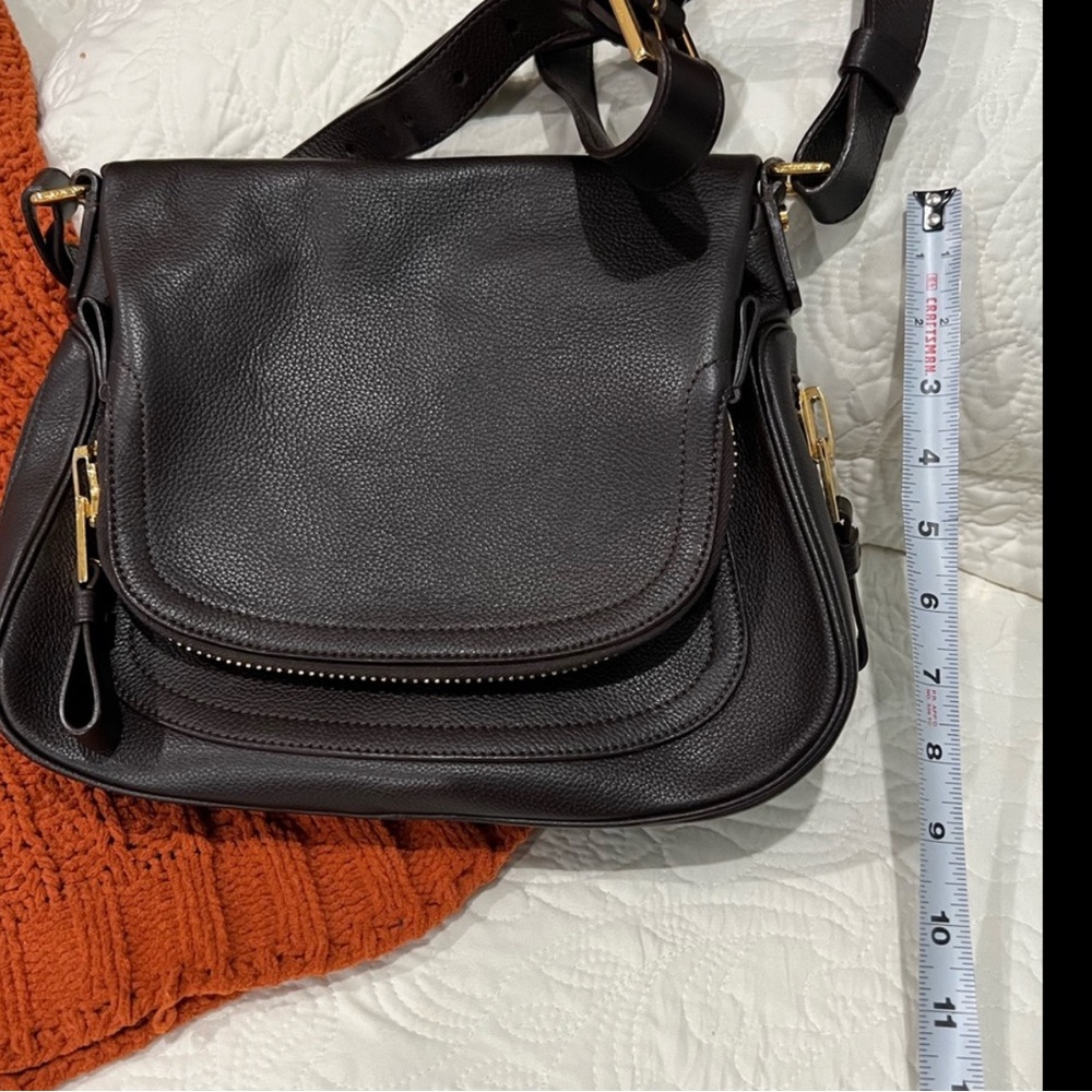 Elegant medium Dark Brown Tom Ford Jennifer Leather Shoulder Bag - Picture 9 of 10